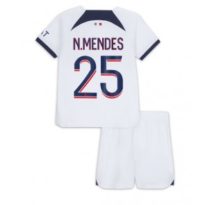 Maillot de foot Paris Saint-Germain Nuno Mendes #25 Extérieur enfant 2023-24 Manches Courte (+ pantalon court)